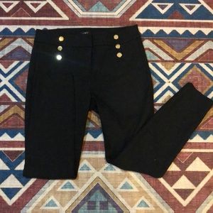 LOFT Black “Marissa” sailor pant with gold buttons and straight leg